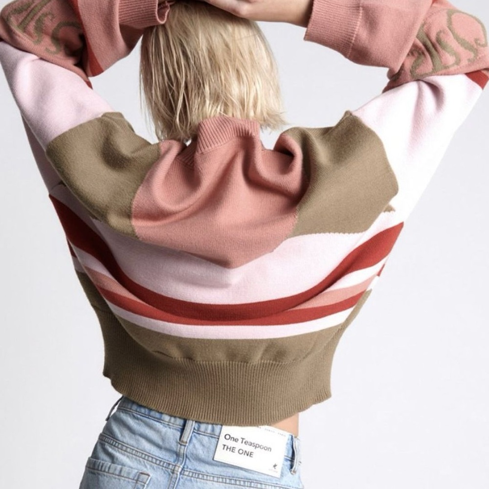 One Teaspoon Color-Block Reactive Sweater Pink Small - Picture 5 of 8